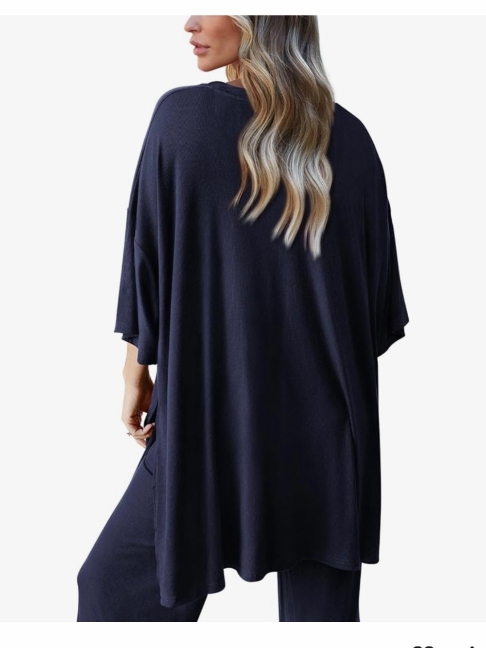 Relaxed Wide-Leg Navy Pantsuit Set - Picture 2 of 5